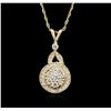 Image 2 : 14KT Yellow Gold 0.37ctw Diamond Pendant With Chain