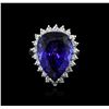 Image 1 : 14KT White Gold GIA Certified 16.98ct Tanzanite and Diamond Ring