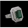 Image 2 : 14KT White Gold 4.09ct Emerald and Diamond Ring