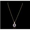 Image 1 : 14KT Yellow Gold 4.20ct Tanzanite and Diamond Pendant With Chain