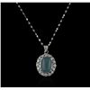 Image 1 : 14KT White Gold 5.67ct Aquamarine and Diamond Pendant With Chain