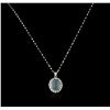 Image 2 : 14KT White Gold 5.67ct Aquamarine and Diamond Pendant With Chain