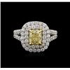 Image 1 : 14KT White Gold 2.78ctw Fancy Yellow Diamond Ring