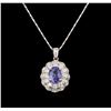 Image 1 : 14KT White Gold 1.82ct Tanzanite and Diamond Pendant With Chain