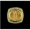 Image 1 : 14KT Yellow Gold 0.44ct Diamond Coin Ring