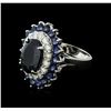 Image 2 : 14KT White Gold 8.00ctw Sapphire and Diamond Ring
