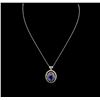 Image 1 : 14KT White Gold 9.75ct Tanzanite and Diamond Pendant With Chain