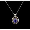 Image 2 : 14KT White Gold 9.75ct Tanzanite and Diamond Pendant With Chain