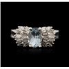 Image 1 : 14KT White Gold 1.17ct Aquamarine and Diamond Ring