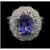 Image 1 : 5.82ct Tanzanite and Diamond Ring - 14KT White Gold