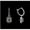 Image 2 : 14KT White Gold 0.58ctw Sapphire and Diamond Earrings