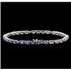 Image 2 : 14KT White Gold 9.60ctw Multicolor Sapphire and Diamond Bracelet