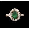 Image 1 : 1.17ct Emerald and Diamond Ring - 14KT Rose Gold