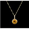 Image 1 : 3.75ct Citrine and Diamond Pendant With Chain - 14KT Yellow Gold