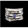 Image 1 : 0.18ct Blue Sapphire and Diamond Ring - 14KT White Gold