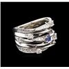 Image 2 : 0.18ct Blue Sapphire and Diamond Ring - 14KT White Gold