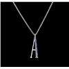 Image 2 : 14KT White Gold 0.13ctw Sapphire Pendant With Chain