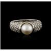 Image 1 : 18KT White Gold Pearl and Diamond Ring