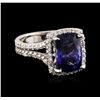 Image 2 : 14KT White Gold 4.36ct Tanzanite and Diamond Ring