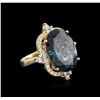 Image 2 : 14KT Yellow Gold 17.39ct Topaz and Diamond Ring