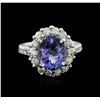Image 1 : 14KT White Gold 3.82ct Tanzanite and Diamond Ring