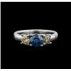 Image 1 : 14KT White Gold 1.26ctw Blue Diamond Ring