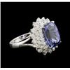 Image 2 : 6.63ct Tanzanite and Diamond Ring - 18KT White Gold