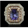 Image 1 : 14KT Rose and White Gold 3.10ct Tanzanite and Diamond Ring