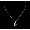 Image 1 : 14KT White Gold 3.29ct Tanzanite and Diamond Pendant With Chain