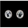Image 1 : 8.92ctw Aquamarine and Diamond Earrings - 14KT White Gold