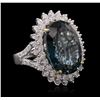 Image 2 : 14KT White Gold 19.77ct Topaz and Diamond Ring