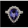Image 1 : 14KT White Gold GIA Certified 5.07ct Tanzanite and Diamond Ring