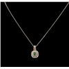 Image 2 : 0.89ct Emerald and Diamond Pendant With Chain - 14KT White Gold