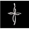 Image 1 : 0.50ctw Diamond Cross Pendant - 14KT White Gold