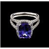 Image 1 : 3.53ct Tanzanite and Diamond Ring - 14KT White Gold