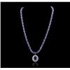 Image 2 : 14KT White Gold 31.96ctw Tanzanite and Diamond Necklace