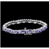 Image 2 : 14KT White Gold 14.82ctw Tanzanite and Diamond Bracelet