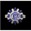 Image 1 : 14KT White Gold 1.43ct Tanzanite, Sapphire and Diamond Ring