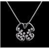 Image 2 : 0.33ctw Diamond Pendant With Chain - 18KT White Gold