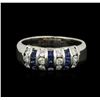 Image 1 : 14KT White Gold 0.50ctw Sapphire and Diamond Ring