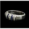 Image 2 : 14KT White Gold 0.50ctw Sapphire and Diamond Ring