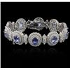 Image 1 : 14KT White Gold 11.11ctw Tanzanite and Diamond Bracelet
