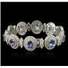 Image 2 : 14KT White Gold 11.11ctw Tanzanite and Diamond Bracelet