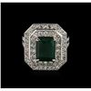 Image 1 : 14KT White Gold 2.96ct Emerald and Diamond Ring