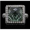 Image 1 : 18KT White Gold 3.00ct Tourmaline and Diamond Ring