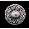 Image 1 : 14KT White Gold Pearl and Diamond Ring