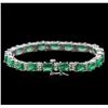Image 2 : 13.20ctw Emerald and Diamond Bracelet - 14KT White Gold