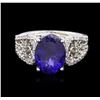Image 1 : 14KT White Gold 4.10ct Tanzanite and Diamond Ring