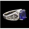 Image 2 : 14KT White Gold 4.10ct Tanzanite and Diamond Ring