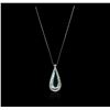 Image 2 : 14KT White Gold 42.66ct Aquamarine and Diamond Pendant With Chain